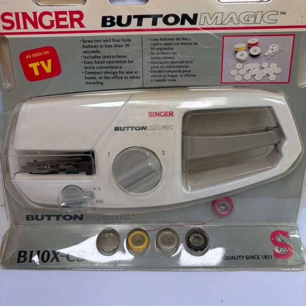 VTG Singer Button Magic Hand Held B110X-CS Includes 4 Spools of Thread & Buttons